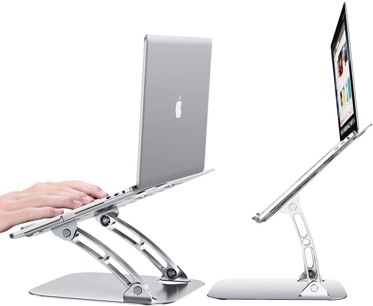 BoxWave Stand and Mount Compatible with ASUS Vivobook 18 (M1807) (18.4 in) - Executive VersaView Laptop Stand, Ergonomic Adjustable Viewing Angle Metallic Riser - Metallic Silver