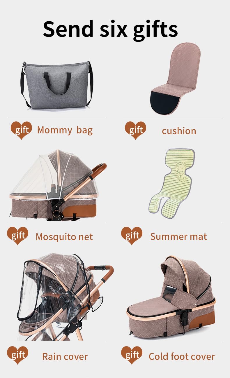 ALYIKOU trio passeggino neonati in offerta fino 25 kg,Carrozzina reversibile fronte mamma e strada, Pieghevole，Con borsa mamma, portabicchieri, copertura antipioggia