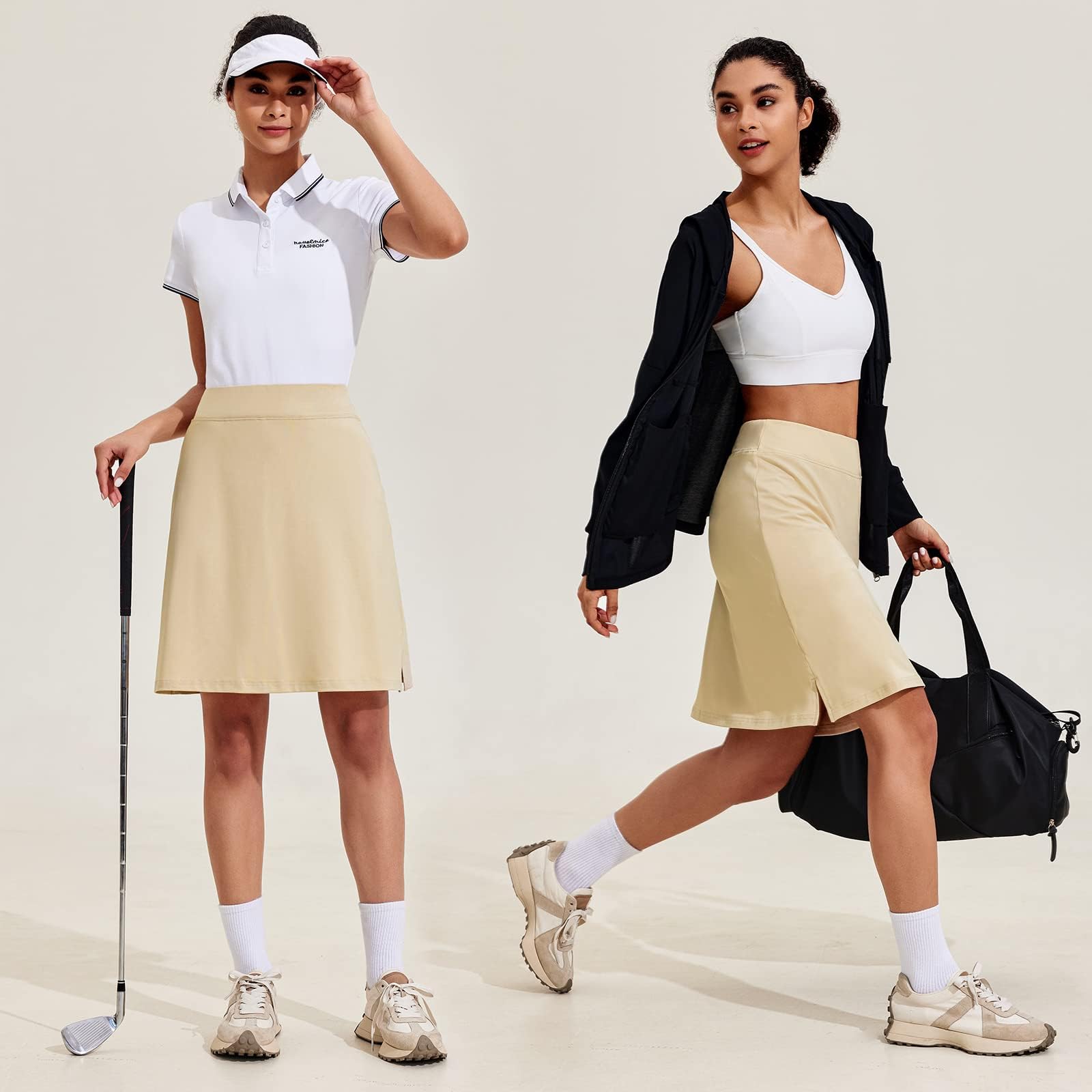 COOrun Tennis Skort Damen Tennisröcke Laufskort Golf mit Innenhose Tasche Tennis Skirt Hohe Taille Sportrock für Fitness Workout Running