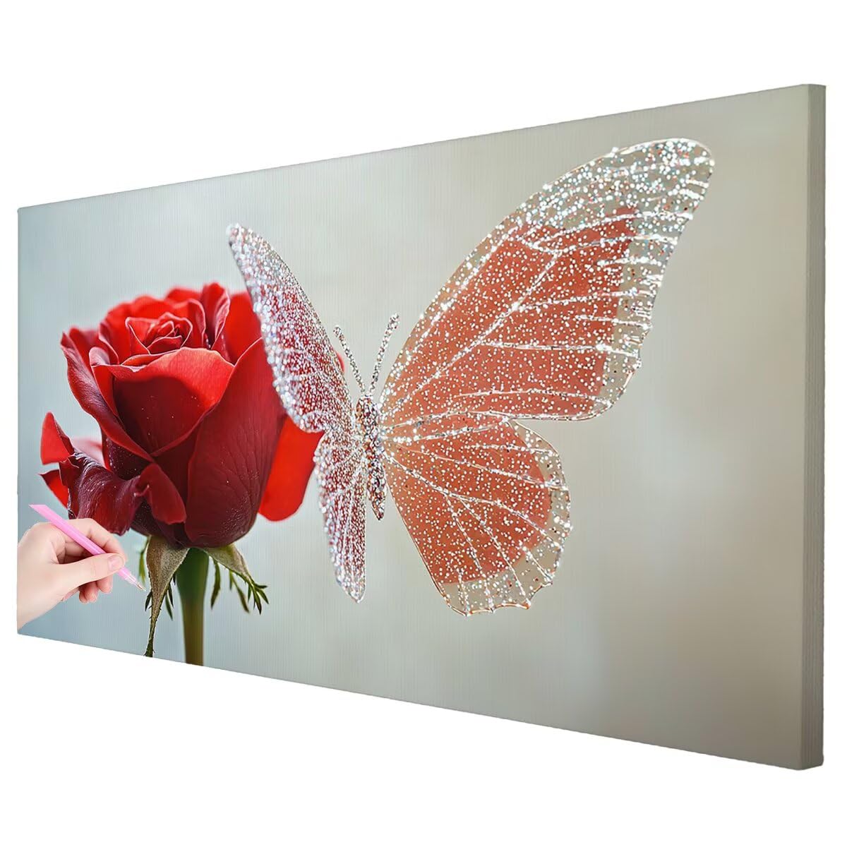 Diamentowe zestawy artystyczne, motyle, dla dorosłych, 120 x 60 cm, duża róża do malowania, DIY, duże kryształowe zestawy artystyczne, rękodzieło dla dorosłych, 5D, pełne wiercenie, malarstwo, klejnot