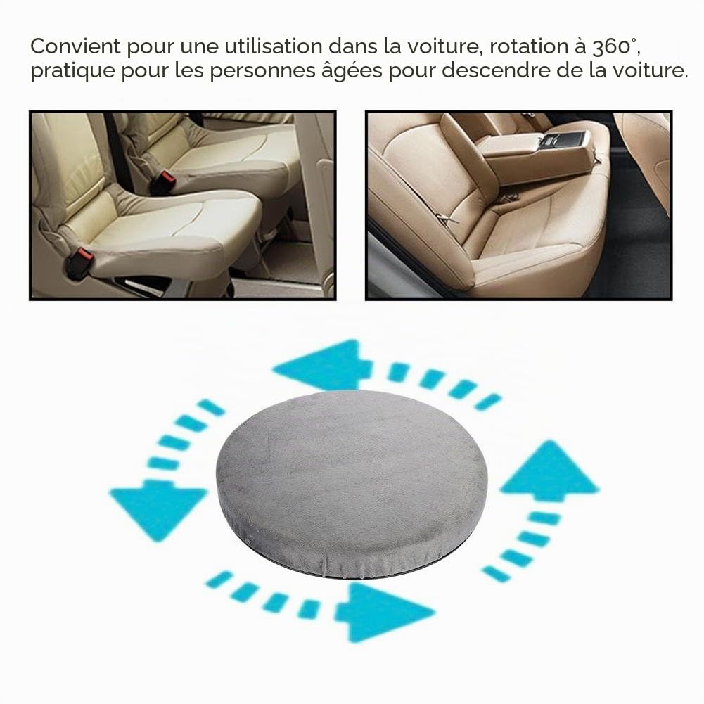 Coussin de Chaise Bureau Rotatif 360° Confort Antidérapant Usage Domestique Voiture Ergonomique Mousse Mémoire pour Siège de Bureau et Véhicule