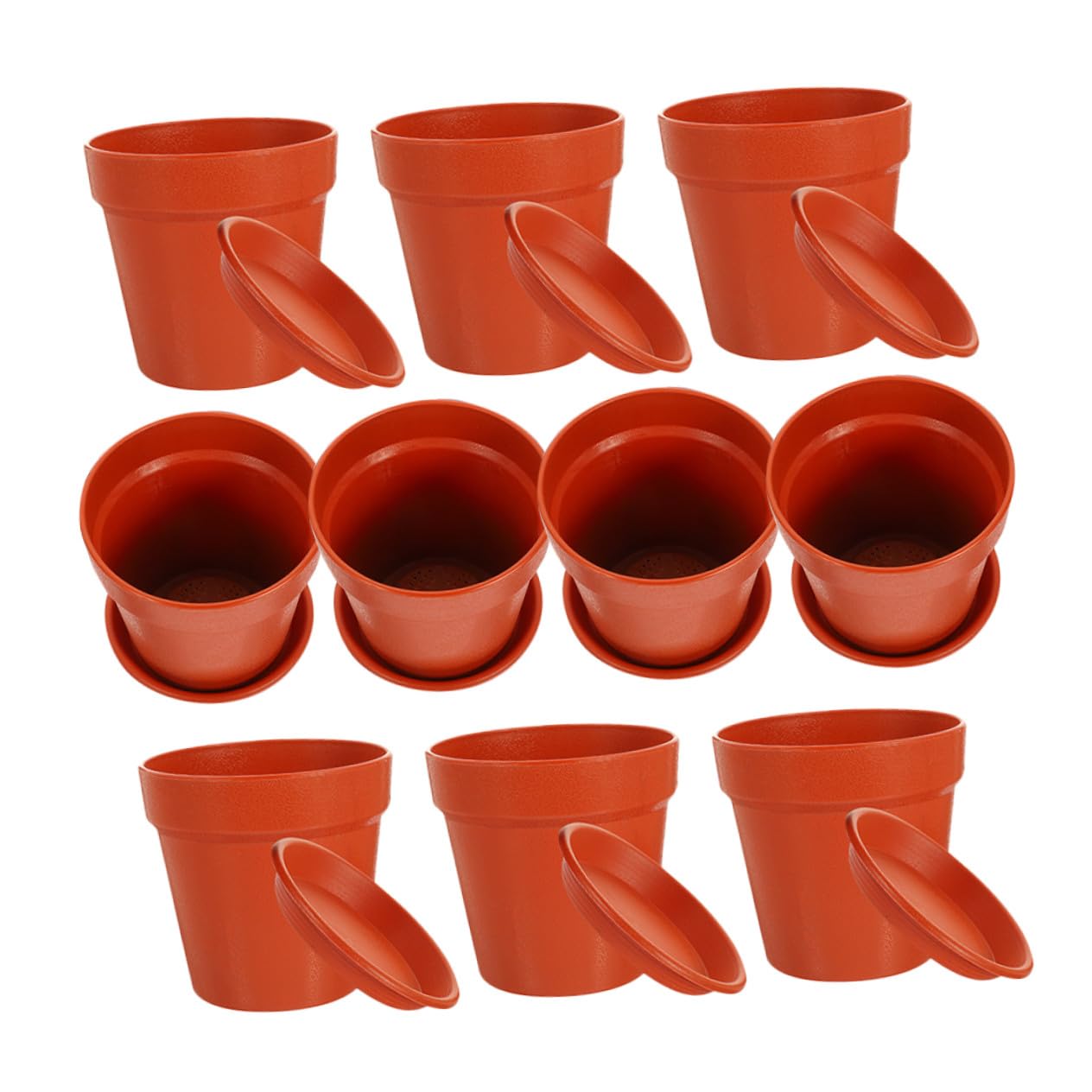 SUPVOX 10 Ensembles Pots de Fleurs Plastique Drainage et Soucoupes Pots de Plantation Polyvalents pour Fleurs et Semis pour Intérieur et Jardin