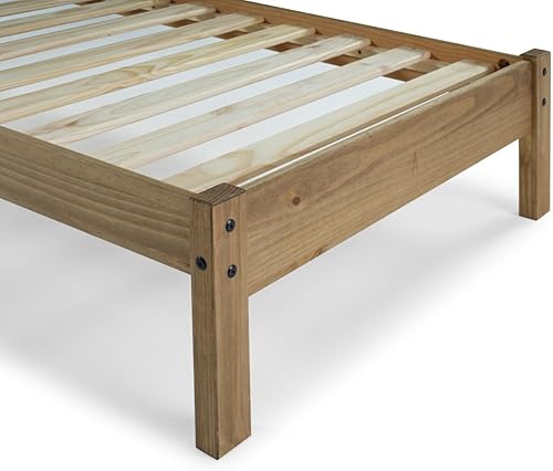 Miniatura 4 de Furniture Dash Marco de cama de listones de madera con cabecero Corona, plataforma tamaño individual, sin ruido y antideslizante, no necesita