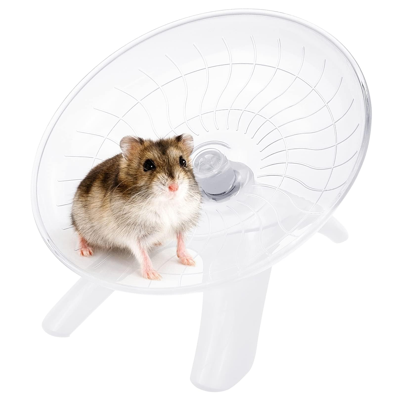 Ruota Criceto, 18 cm Ruota per Criceti in Plastica Trasparente Silenziosa, Ruota di Esercizio Per Criceti Siriani Piccoli Animali Domestici Criceto Gerbil (Bianco)