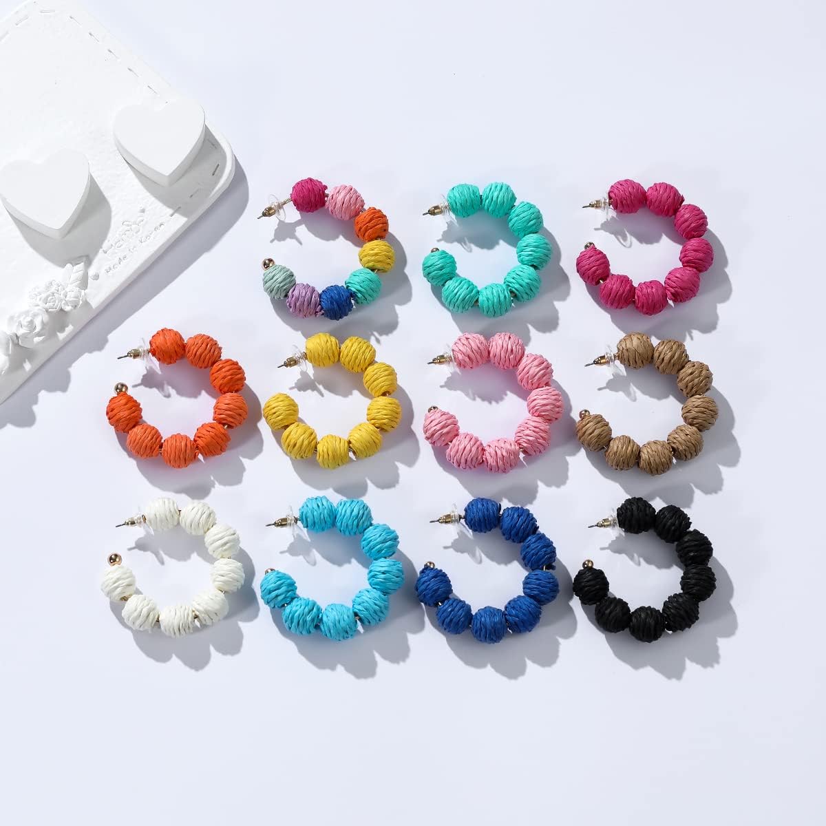 Colorful Statement Raffia Hoop Dangle Earrings for Women - Fun Summer Rattan Beach Vacation Jewelry Teacher Gifts - Image 4