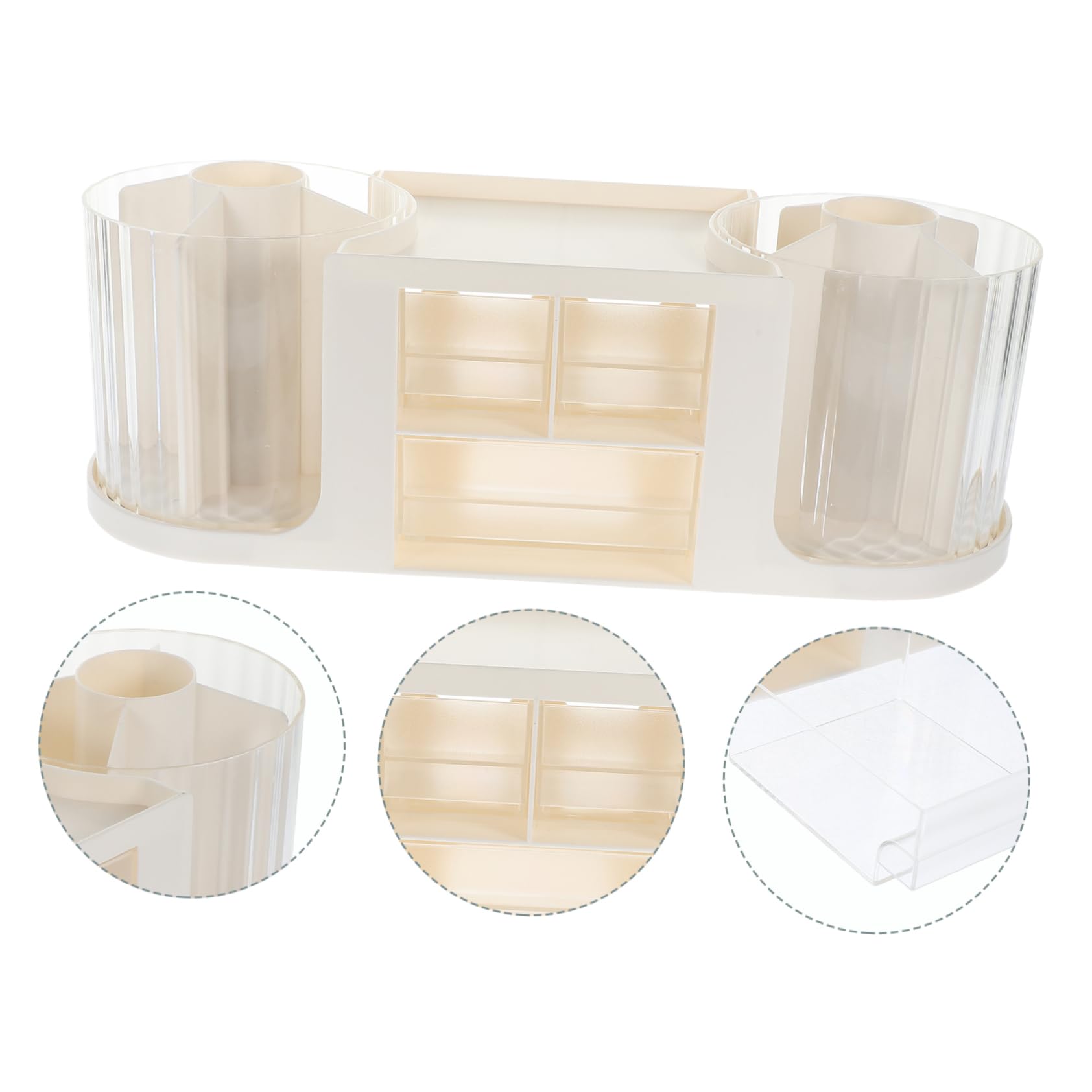 Operitacx Organisateur Rangement Pratique de Tiroirs de Bureau à 2 Niveaux en Ps Blanc, Montage Simple, Gain de Place pour Documents et Magazines