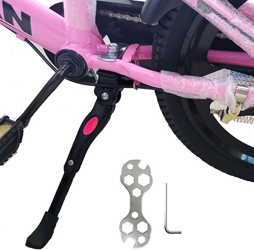 Miniatura 9 de VECKUSON Soporte para bicicleta de niños, soporte central para bicicletas de 16, 18, 20, 22 pulgadas, soportes ajustables de aleación de aluminio