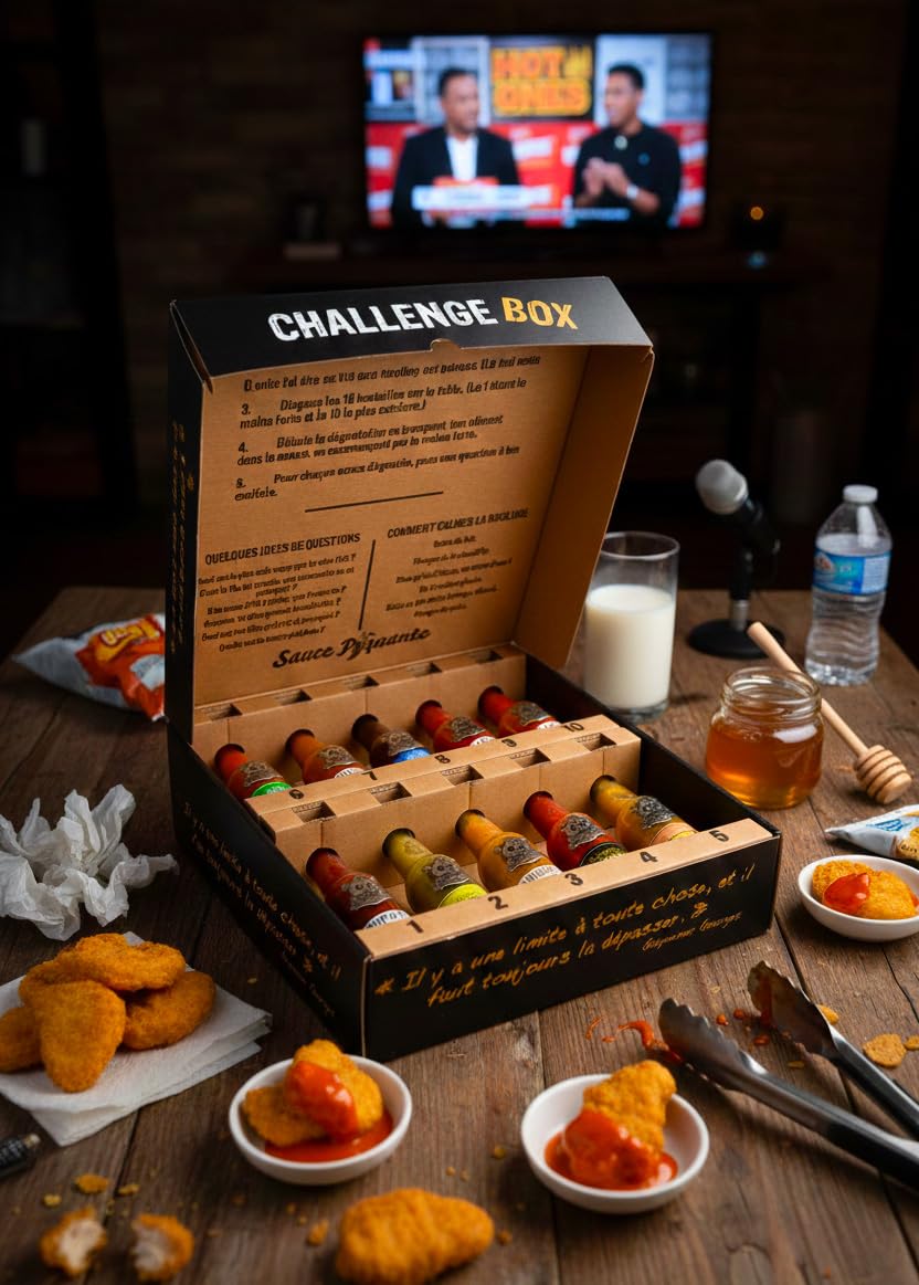 Hellicious Challenge Box, 10 Sauces Piquantes Artisanales Françaises, de 5 000 à 1 000 000 sur l'Échelle de Scoville, 1000 ml