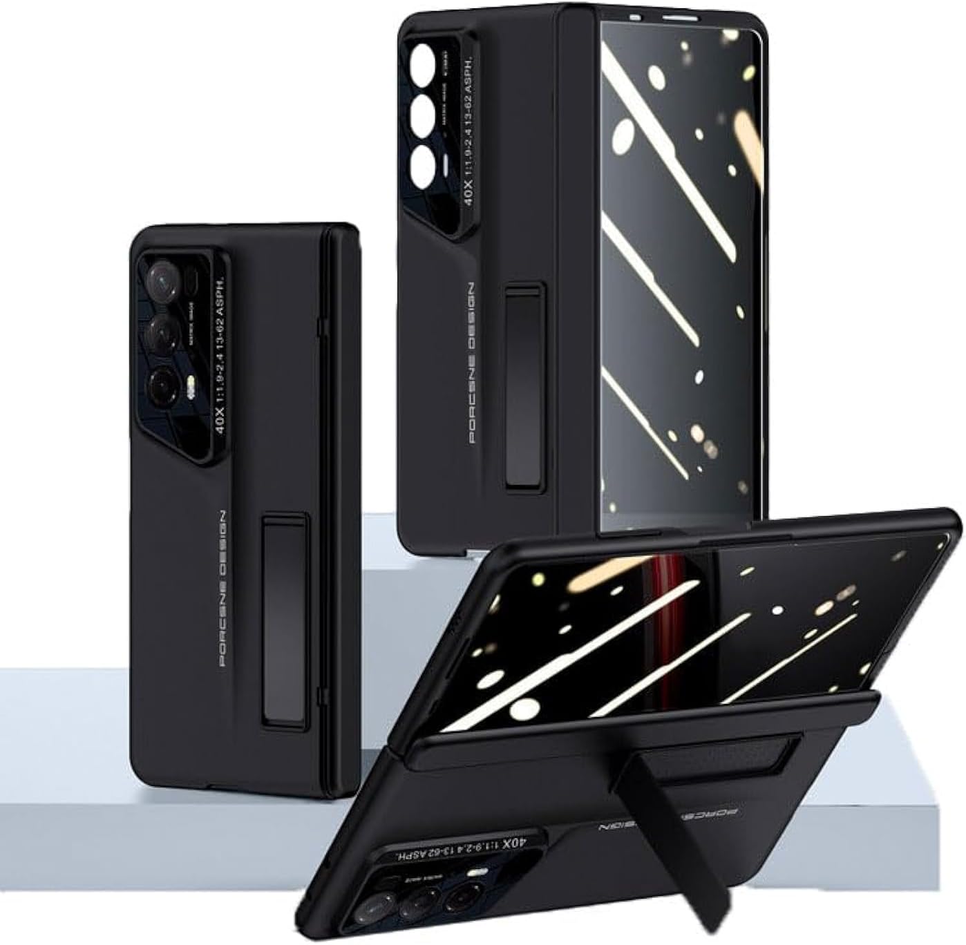Hepiide Case for Honor Magic V2 RSR Case, Full Cover Case with Privacy Screen Protector and Stand, Spring Hinge, Drop Protector, Full Cover Camera Protective Cover (Black)