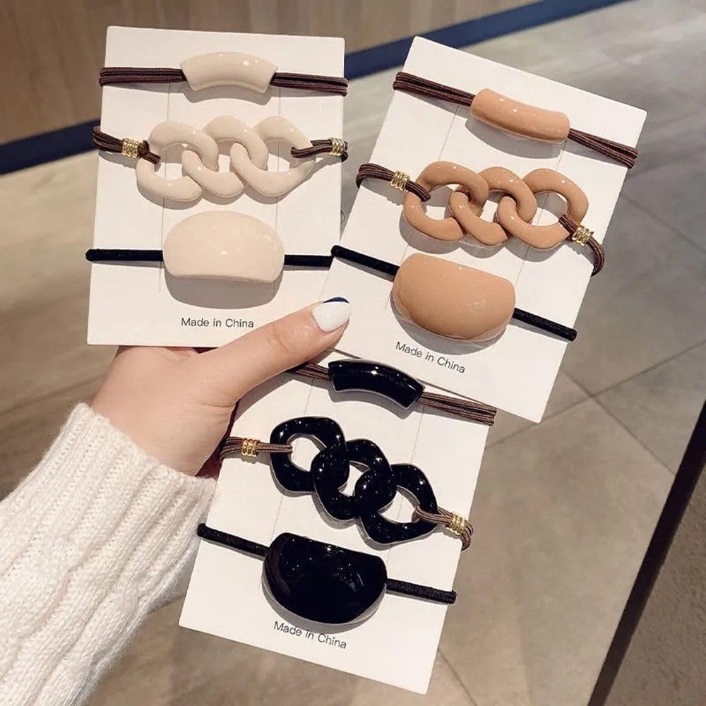INHEAVEN 3 Pc Korean Style Multi Hair Rubber Bands For Girls & Womens Pack of 3 (colours black,brown,cream) (black) (B0CSMKPQQ1) Amazon Price History, Amazon Price Tracker