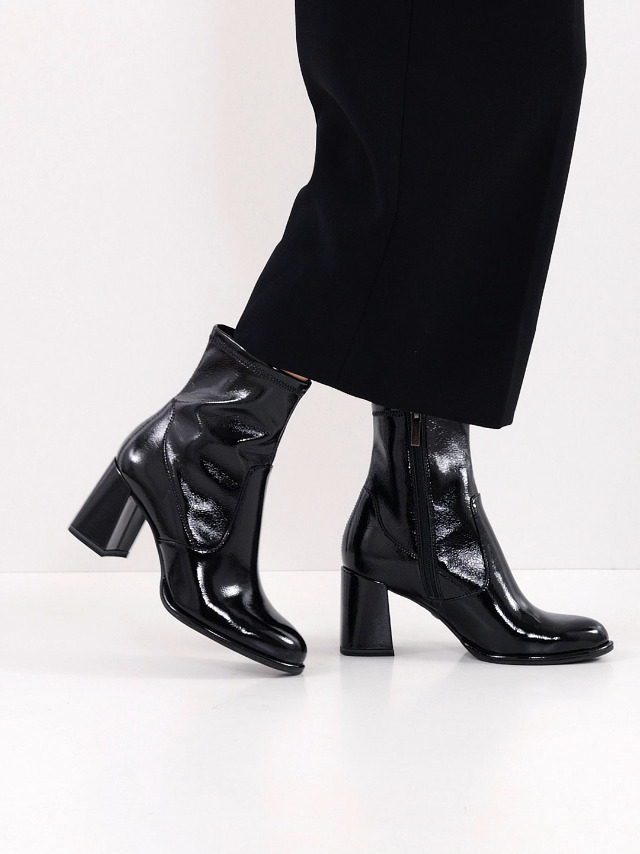 Tamaris Stivaletti Classici Donna In Pelle - Colore Nero, Tacco A Blocco 5 Cm, Larghezza Normale, Chiusura Cerniera, Tecnologia Antiscivolo E COMF.Lin+