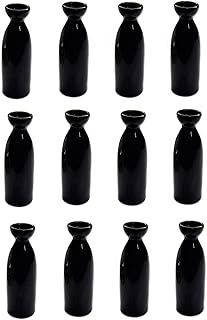 JapanBargain, Porcelain Sake Carafe Sake Bottle for Cold Sake and Hot Sake Microwave Safe, 7.5 oz, Black Color, 12 Pack