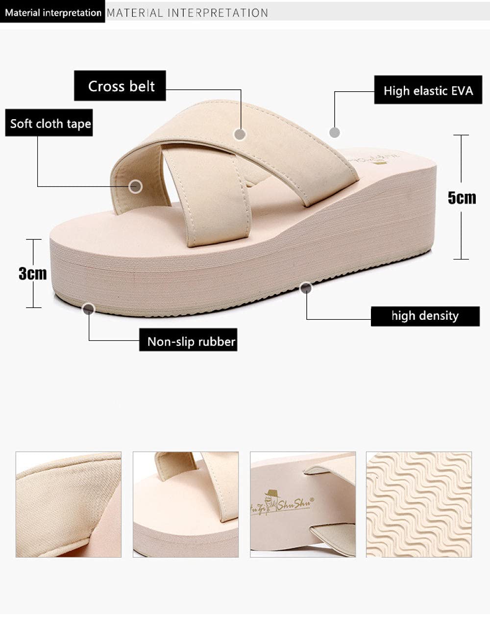 Zapatillas Casa Chanclas Sandalias Cinturón De Moda Gradiente Agradable Casa De Vacaciones Chanclas De Fondo Grueso Sandalias Zapatos