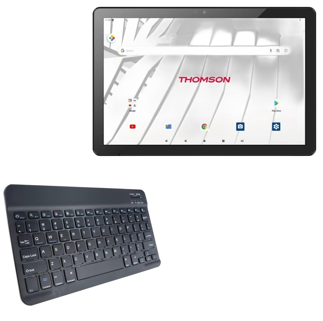 BoxWave Keyboard Compatible with Thomson 4G Tablet (10.1 in) - SlimKeys Bluetooth Keyboard, Portable Thin with Chiclet-Style Keys - Jet Black
