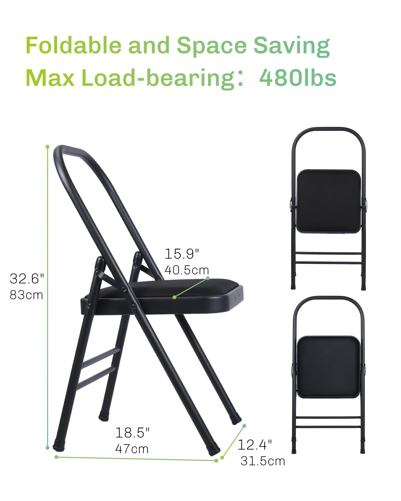 CIGOCIVI Yoga Auxiliary Chair Backless Relieve Neck and Back Pain Chair Foldable Balance Handstand Training Tool Alloy Steel (Black)