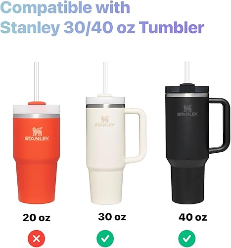 Miniatura 6 de Mt.Jun Paquete de 6 popotes reutilizables con purpurina, 12 pulgadas de largo, se adapta a vasos Stanley de 3040 onzas, material PCTG de alta