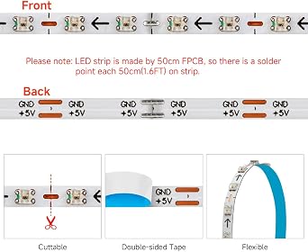 BTF-LIGHTING WS2812B IC RGB 2.7mm Ultra Narrow LED Strip 0807SMD DC5V Individually Addressable 3.2FT 160Pixels/m,SP530E WiFi Alexa Bluetooth Controllers 4 Zones 2.4GHz RF RB3 Remote Kit.