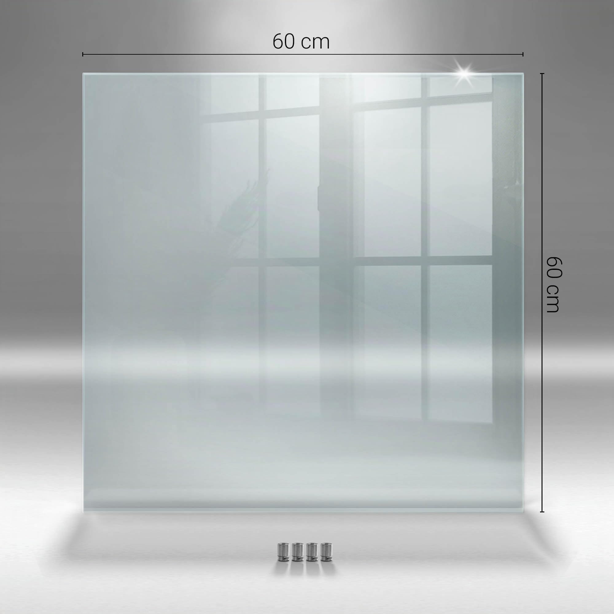 Tulup Panneaux pour la Cuisine 60x60 cm Anti-éclaboussures Transparent 4mm d'épaisseur Crédence de Cuisine Verre Trempé Float Plaque en Verre Montage Mural de Fixation Inclus