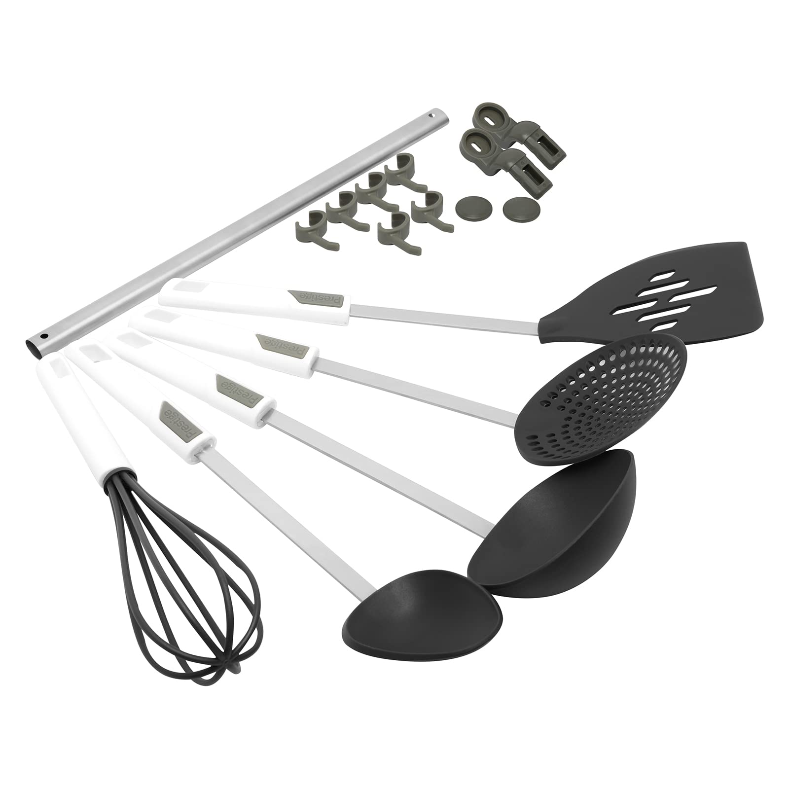 Prestige 6-Piece Plastic Kitchen Tool Set with Rack | Spatula Set for Kitchen | Black – PR54112
