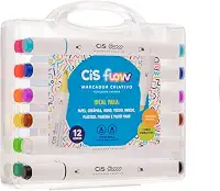 CiS, Marcador Criativo CiS Flow Estojo Maleta - 12 Cores