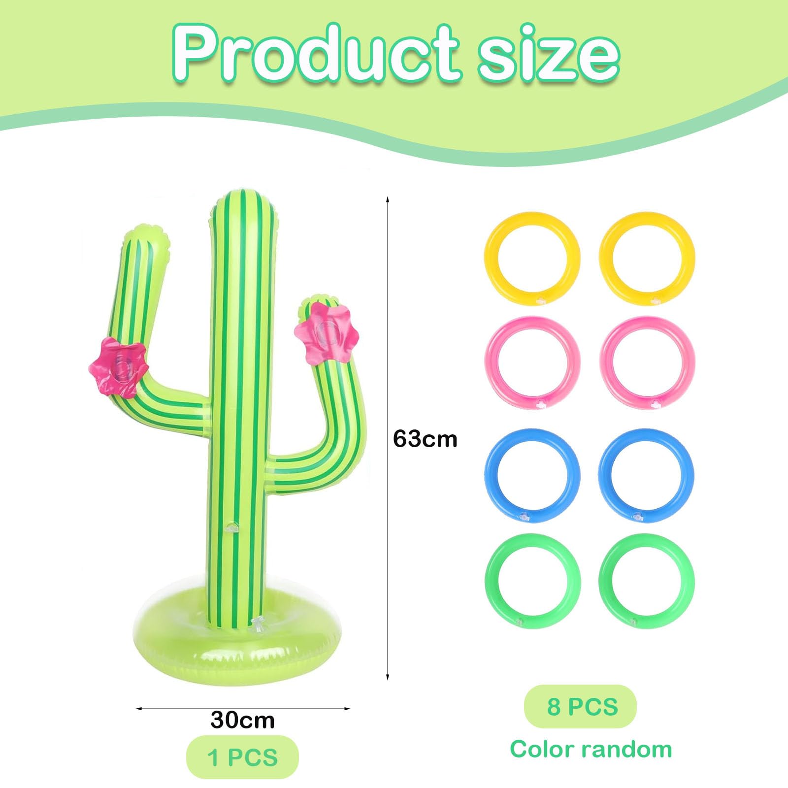 9 PCS Set Cactus Ring Toss Game, Cactus with 8 Ring, Party Toss Game, Hawaii Party Decor Swimming Pool - Image 2
