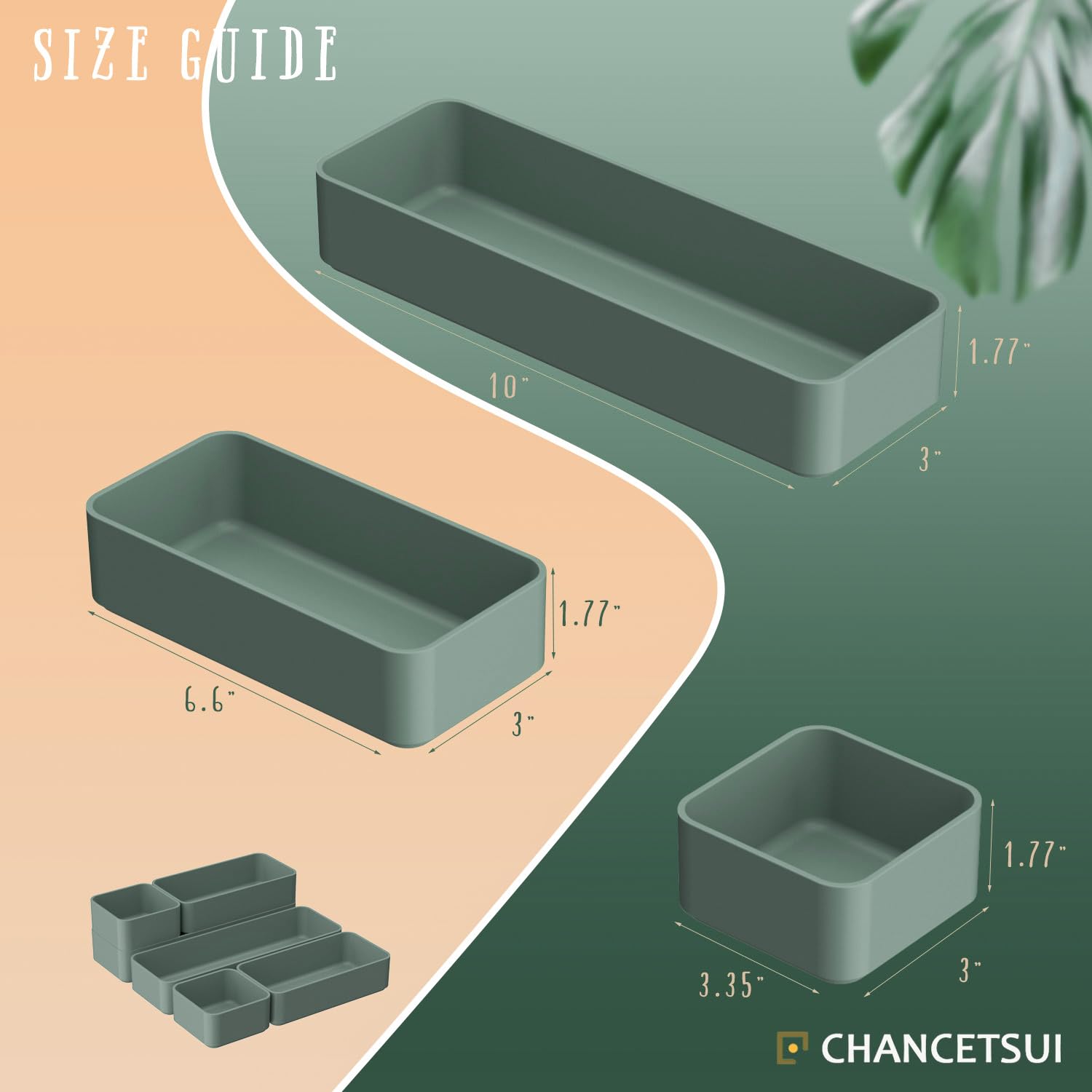CHANCETSUI Set di 6 organizer impilabili per cassetti, versatili per scrivania e toeletta, contenitori per trucchi, bagno, camera da letto, cucina e ufficio