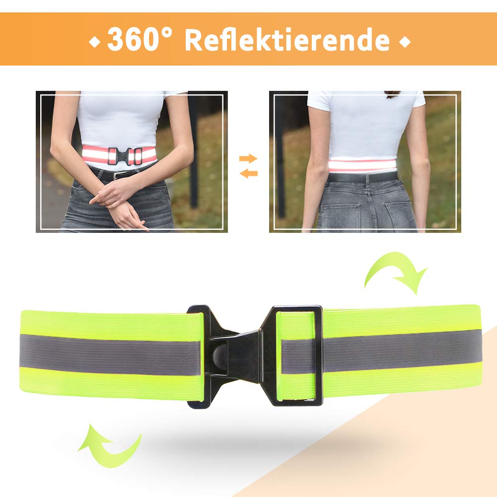 Reflectorriem, reflecterende gordel, reflecterende veiligheidsgordel, hoge zichtbaarheid, reflectoren, riem, reflectorband, reflectorband, hardlopen, reflectorriem, (Zwart, S-XXL