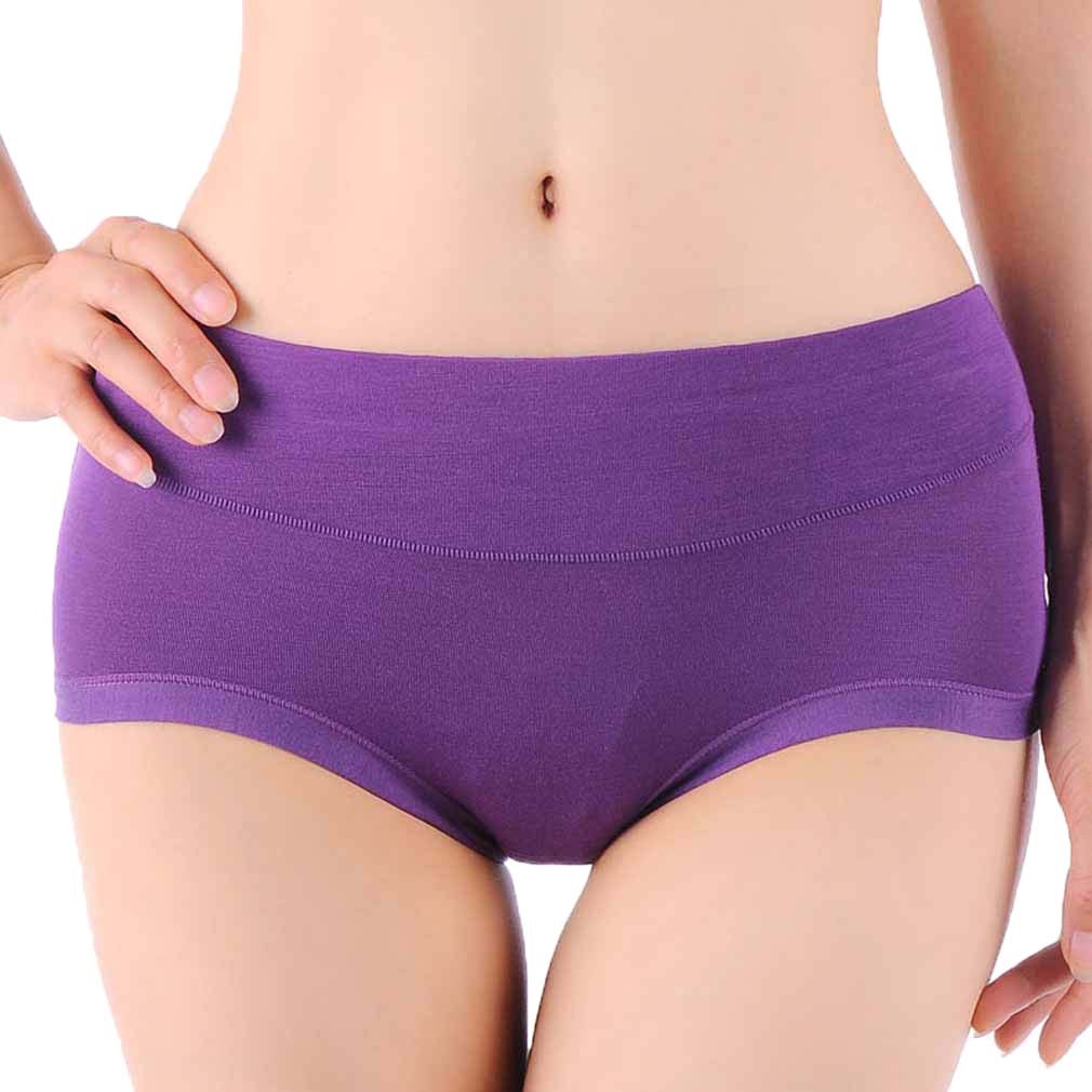 HoerevWomens Comfort Middle Waist Bamboo Fibre Brief Panty, Pack of 3