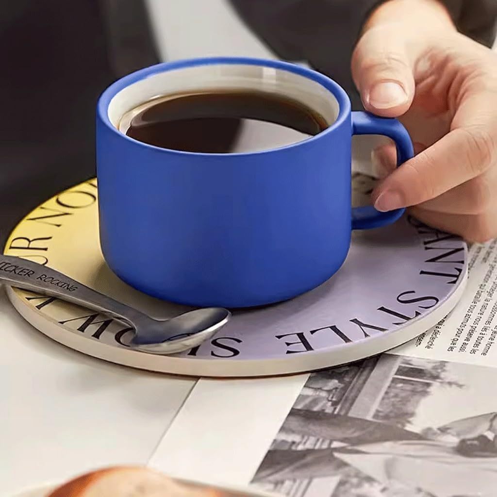 Tazza di Vetro, Tazza da tè, Tazza da caffè in Vetro, Set di Tazze da caffè e piattini, Tazza in Ceramica, Tazza da tè per Ragazze, Tazza da Coppia, Tazza da Ufficio (A)
