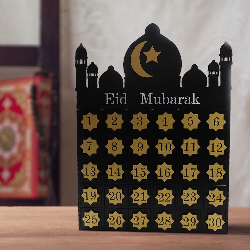 Calendario DIY Ramadán de Madera, Calendario De Cuenta Regresiva Musulmán Ramadán DIY Calendario De Cuenta Regresiva Del Cajón Decoración Para El Hogar, La Oficina, La Mesa Del Aid