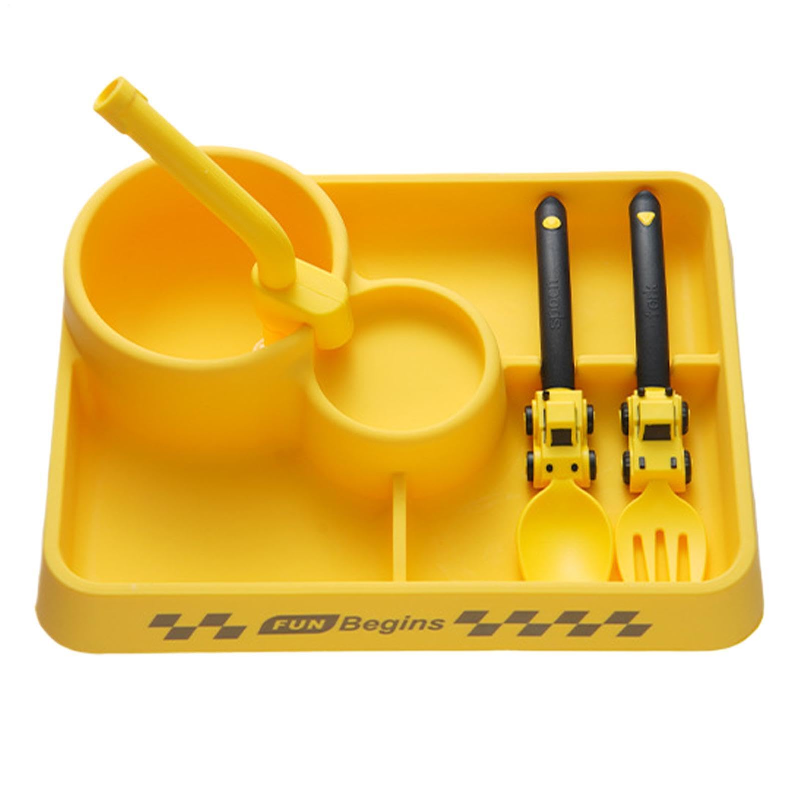 Silicone Dining Plate, Portable Feeding Kit, Utensil with Divided Sections, Comfortable Tableware Plate for Children Use, Travel Dish with Sleek Style, Kids Plates for Indoor and Hotel