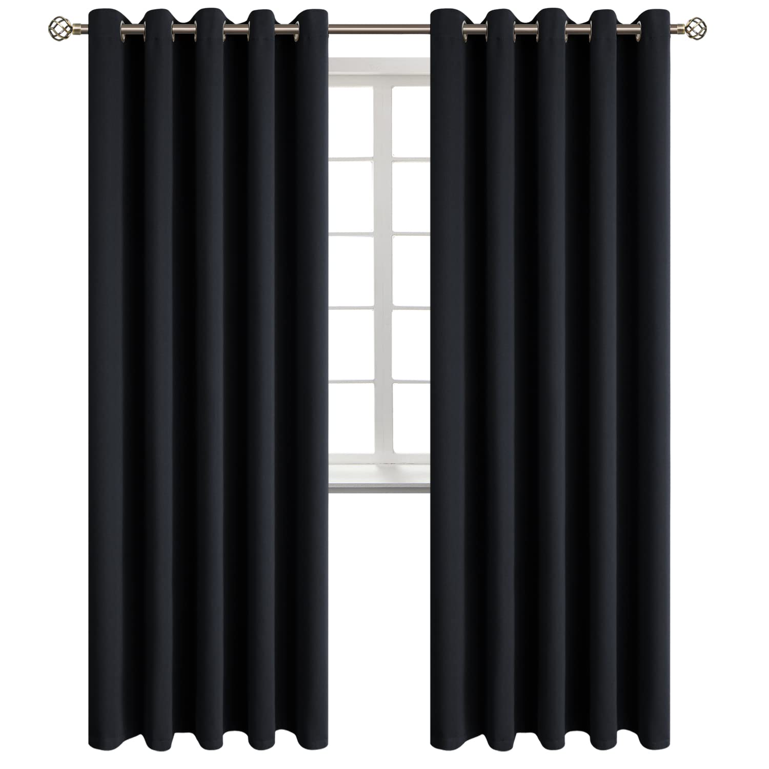 BGment Black Blackout Curtains for Living Room 84 Inch Long - 2 Panels