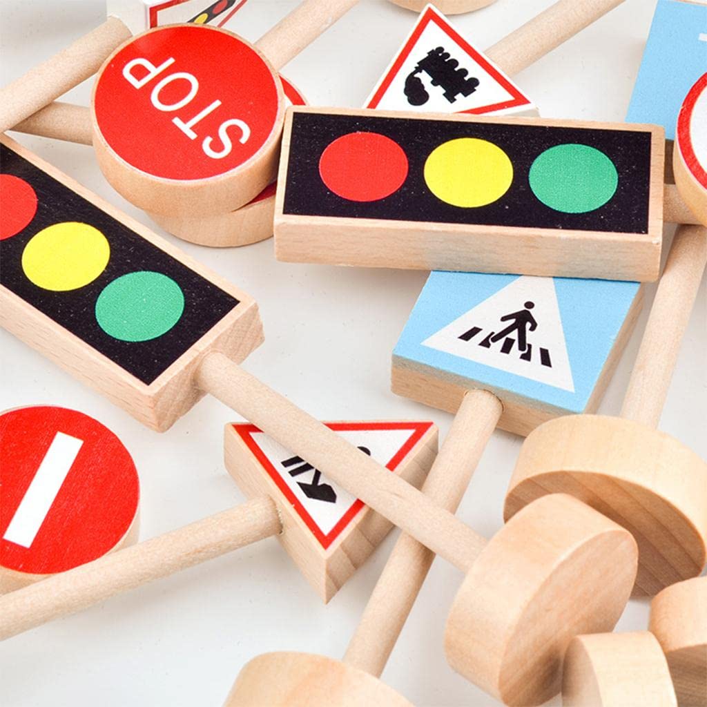 15/Set Holz Verkehrszeichen Ampel Sicherheit Lernen Party
