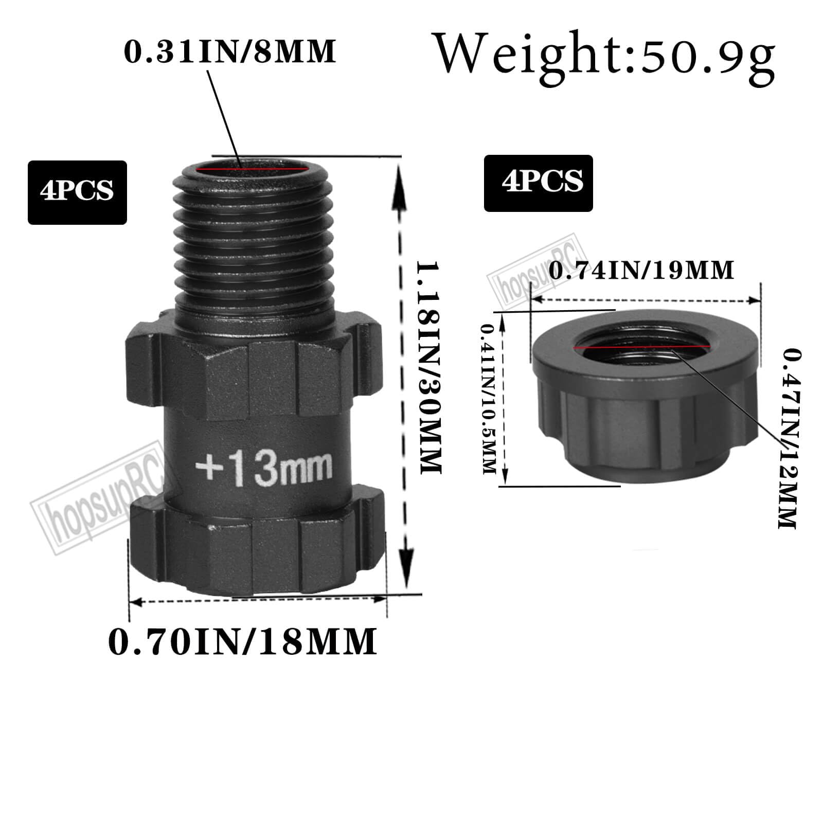 Typhon Big Rock Upgrade Parts Aluminum Wheel Hex 13mm Extended Hub