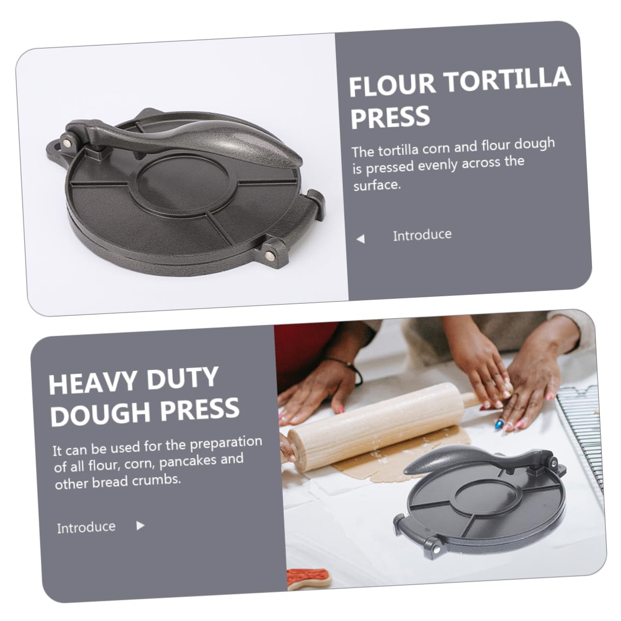 Gatuida Utensile Bisogno Facile di Mattarello senza Pulire da e da Cucina in Pressa di Tortillas Farina Alluminio Nero per Uso Domestico e Professionale