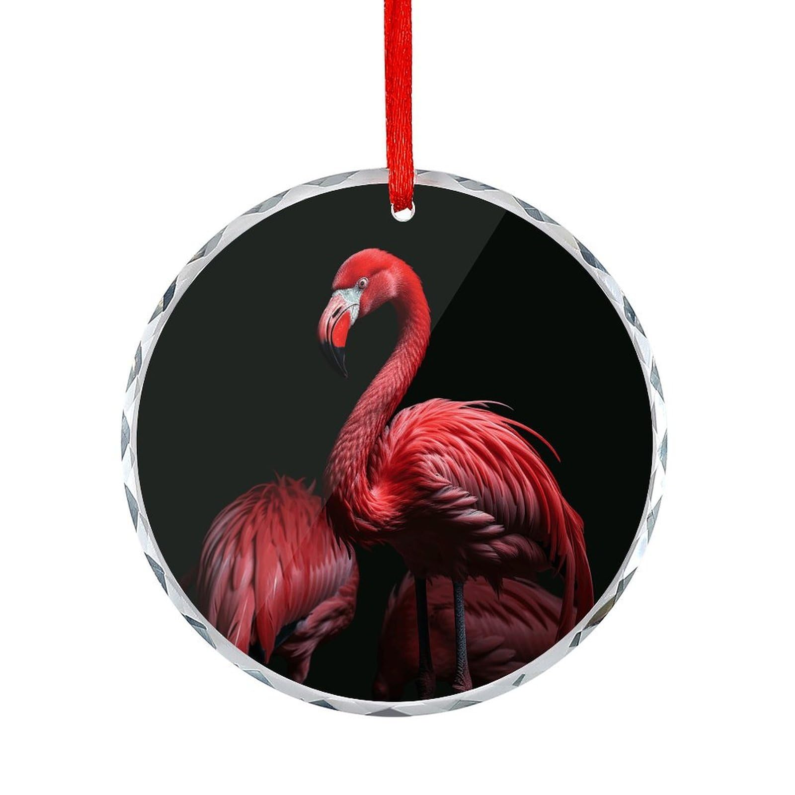 Fodpand Women's Style Flamingo Black Background Round Glass Ornament Keepsake Gift Exchange Ideas Car Decor,Christmas Ornaments For Tree Window Garden Ornaments