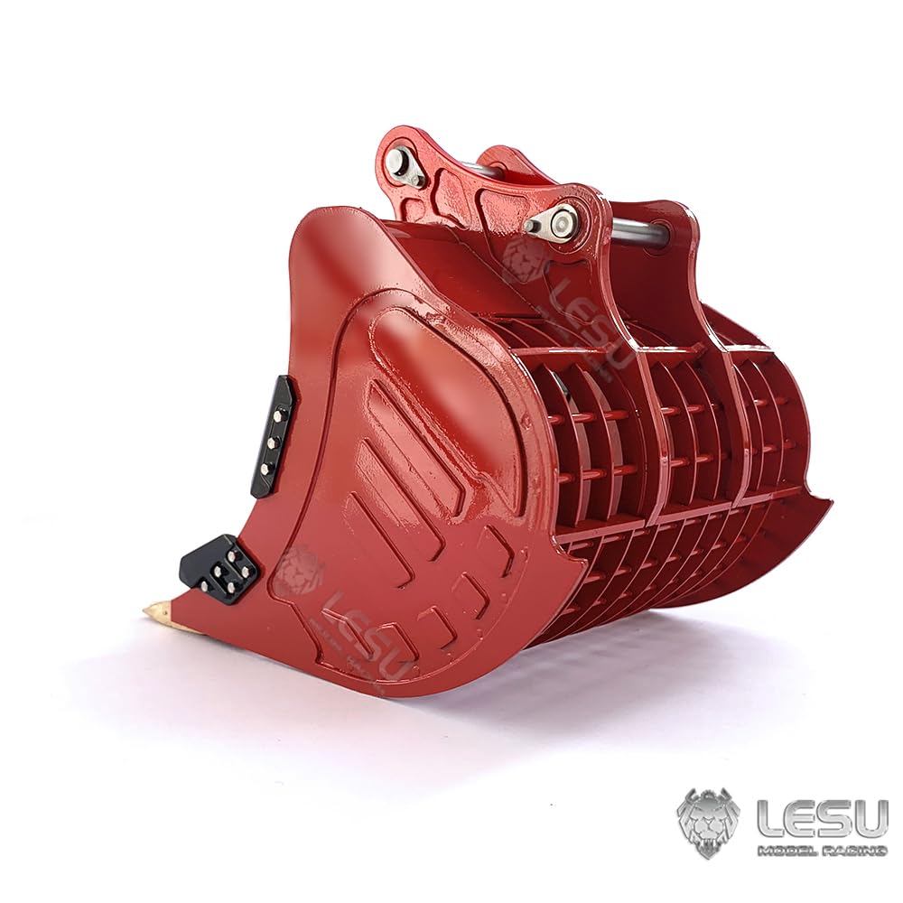 LESU Seau de grille hydraulique 1/14 pour pelle à télécommande ET35 en métal B0006 Accessoires peints en rouge