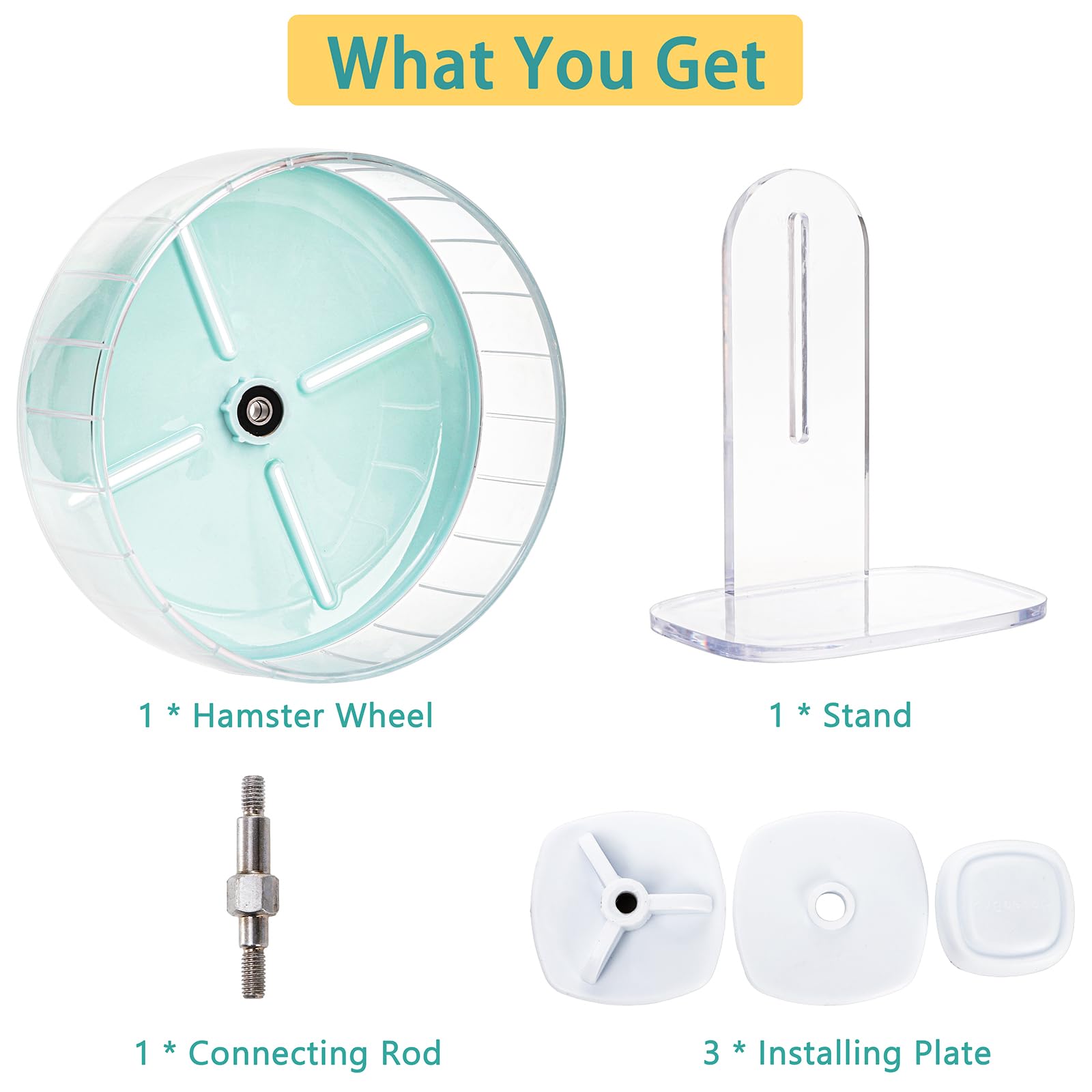 Foraineam Hamster Wheel Silent Hamster Exercise Wheels, 7.5 Inch Quiet Spinner Hamster Running Wheels with Adjustable Stand for Hamsters Gerbils Mice Or Other Small Animals - image 4