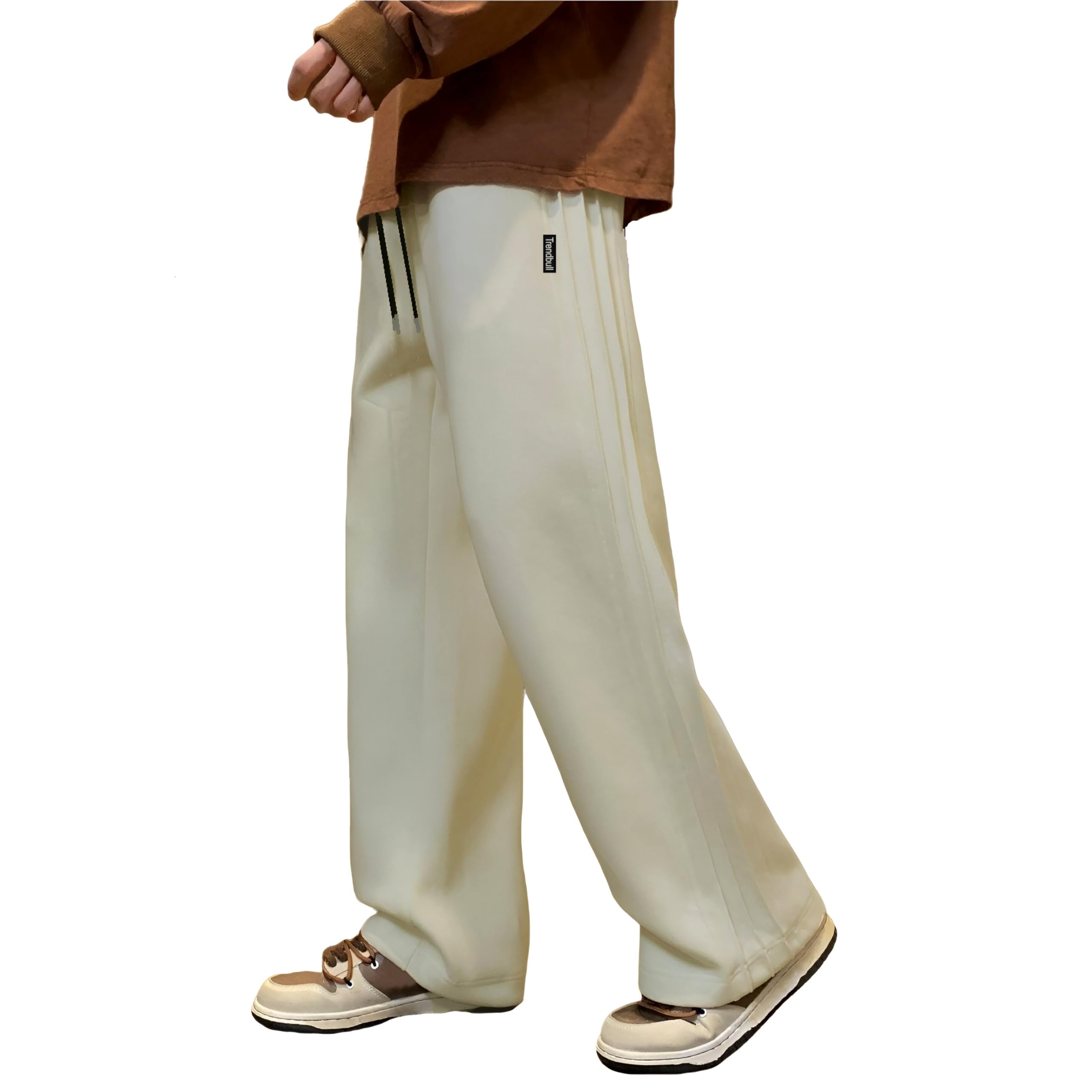 Trendbull Men's Loose Fit Wide-Leg Joggers | Pintuck Track Pants | Stretchable Gym Wear, Lounge Pants & Nightwear Lowers-image-28