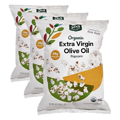 365 by Whole Foods Market, Organic Extra Virgin Olive Oil and Sea Salt Popcorn, 5 Ounce (Pack of 3)
