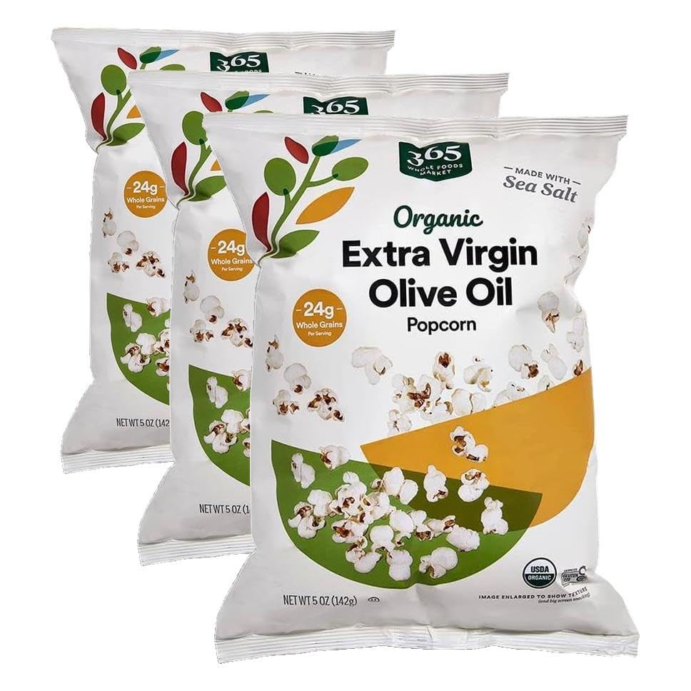 Image of 365 by Whole Foods Market, Organic Extra Virgin Olive Oil and Sea Salt Popcorn, 5 Ounce (Pack of 3)