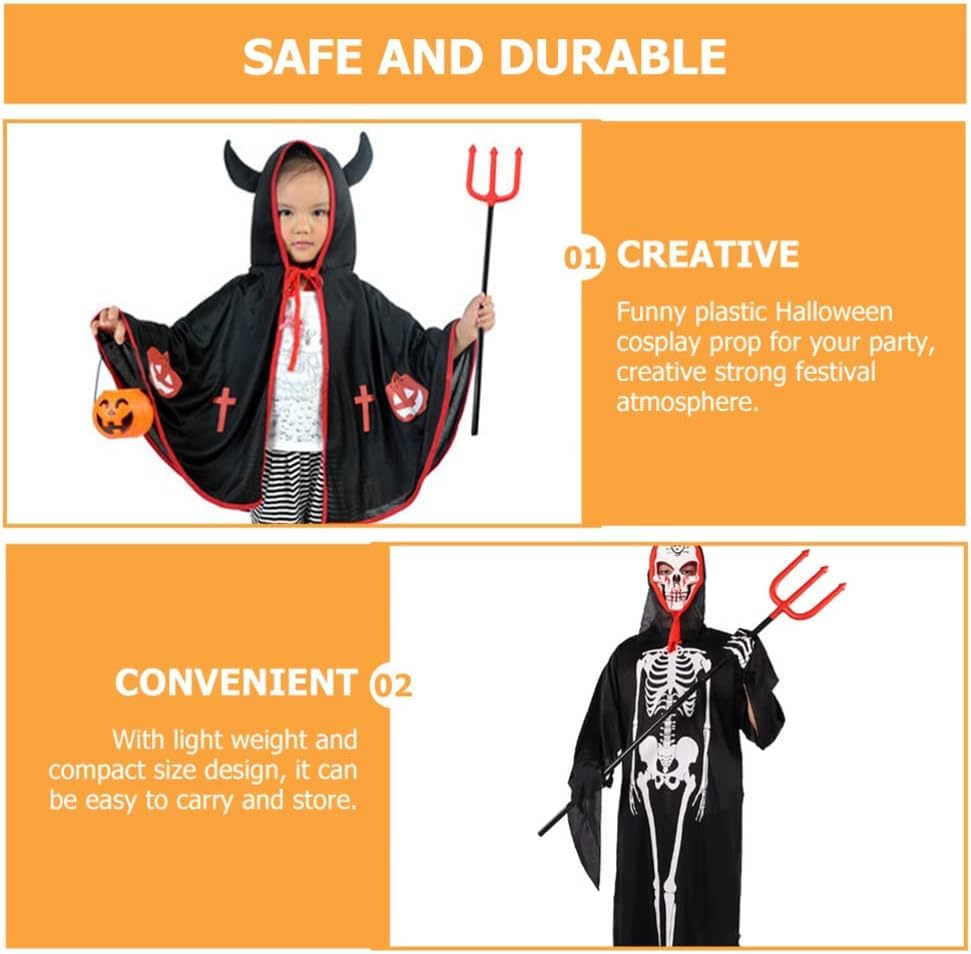 PT Fake Devil Pitchfork Devils Demon Cosplay Trident Prop Halloween Fake Devils Fork for Halloween & Cosplay Outfits - Pack of 1pc 3