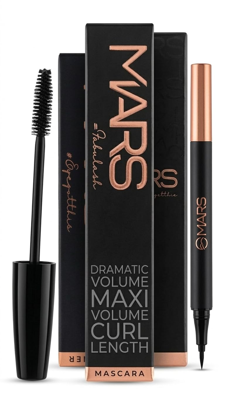 Premium Eye Makeup | fabulous Mascara and Eyeliner Combo - Intense Black, Smudge-Proof & Waterproof Eye Makeup Set | Volumizing Mascara for Long Lashes & Precision Tip Liquid Eyeliner for Dramatic Look (2-in-1 Kit)-image-36