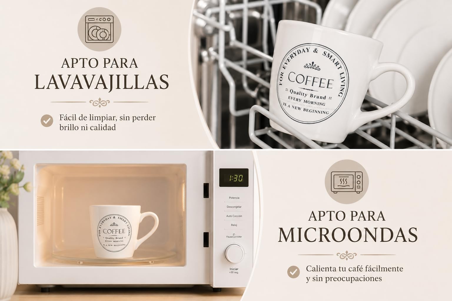 Juego de 6 Tazas de Café con Platos y Soporte Metálico – Set de Cerámica para Espresso y Cappuccino – Ideal para Cocinas Pequeñas