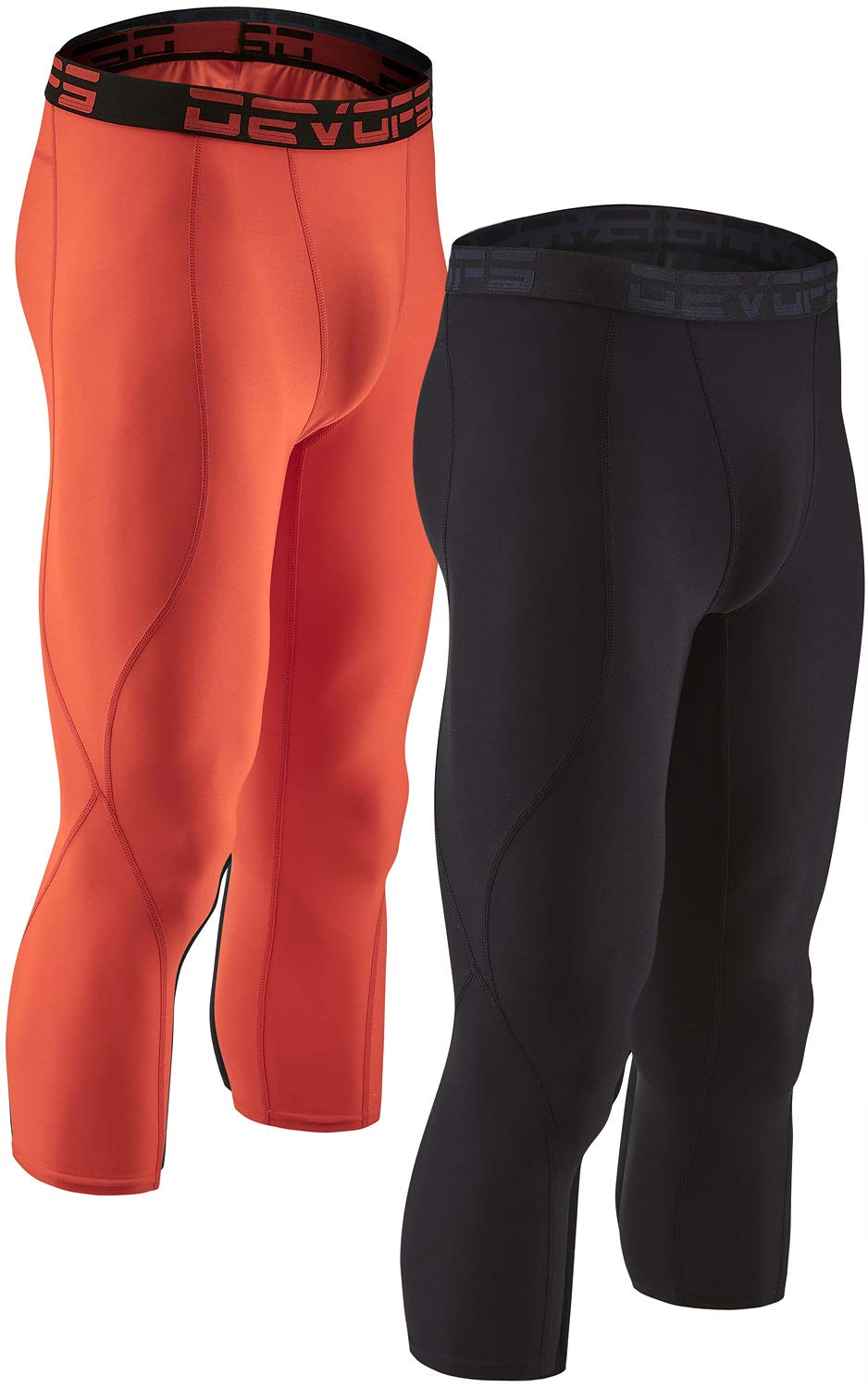 DEVOPS 2 Pack Men's 3/4 Compression Pants Athletic Leggings with Pocket