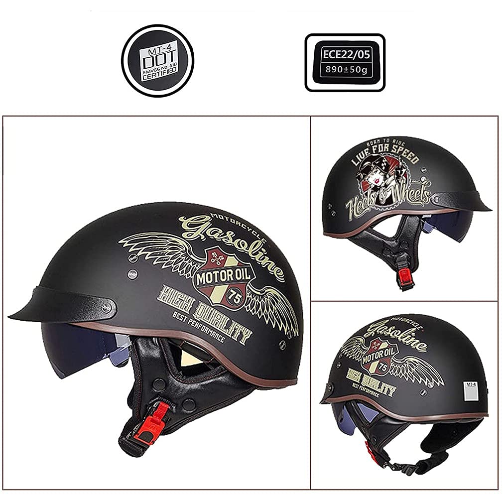 Kask motocyklowy kask motocyklowy z certyfikatem DOT/ECE kask Jet Scooter kask motocyklowy retro kask na skuter kask otwarty kask motocyklowy chopper kask antykolizyjny z wewnętrzną soczewką unisex