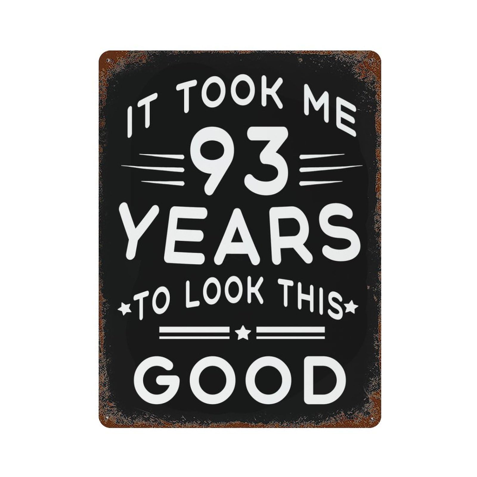 KWQDOZF Happy 93th Birthday Theme Metal Tin Sign,Vintage Iron Hanging Plate Vertical with Rust Poster Wall Decor 12x16inch