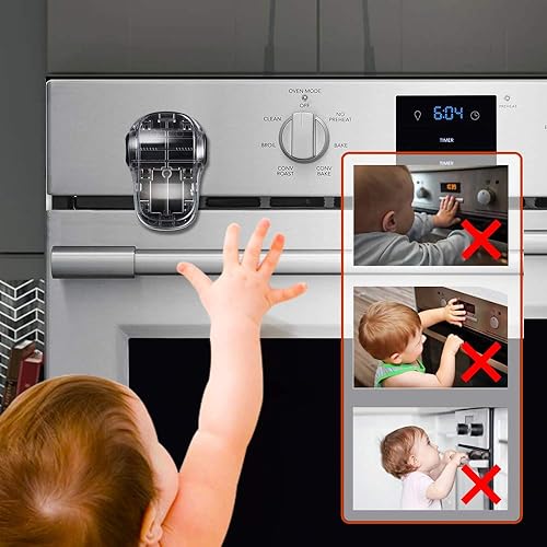 Miniatura 19 de EUDEMON Cerradura de puerta de horno resistente al calor para niños, cerradura frontal para horno para niños, fácil de instalar, usar adhesivo, sin
