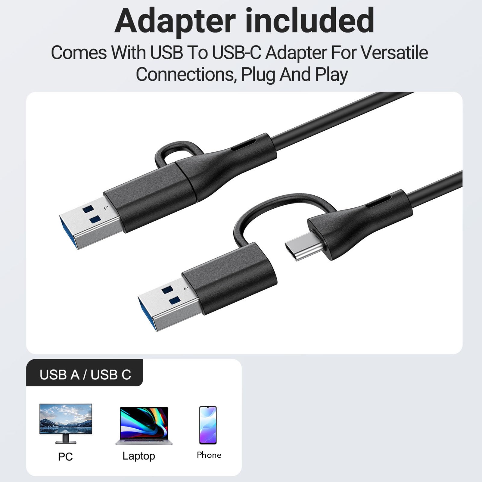 Altoparlanti per Computer per PC Desktop, Clip on, 10 W | Doppi Driver da 1,4 Pollici, Apertura A Morsetto da 1,97 Pollici, Design Salvaspazio, Alimentazione USB A e C