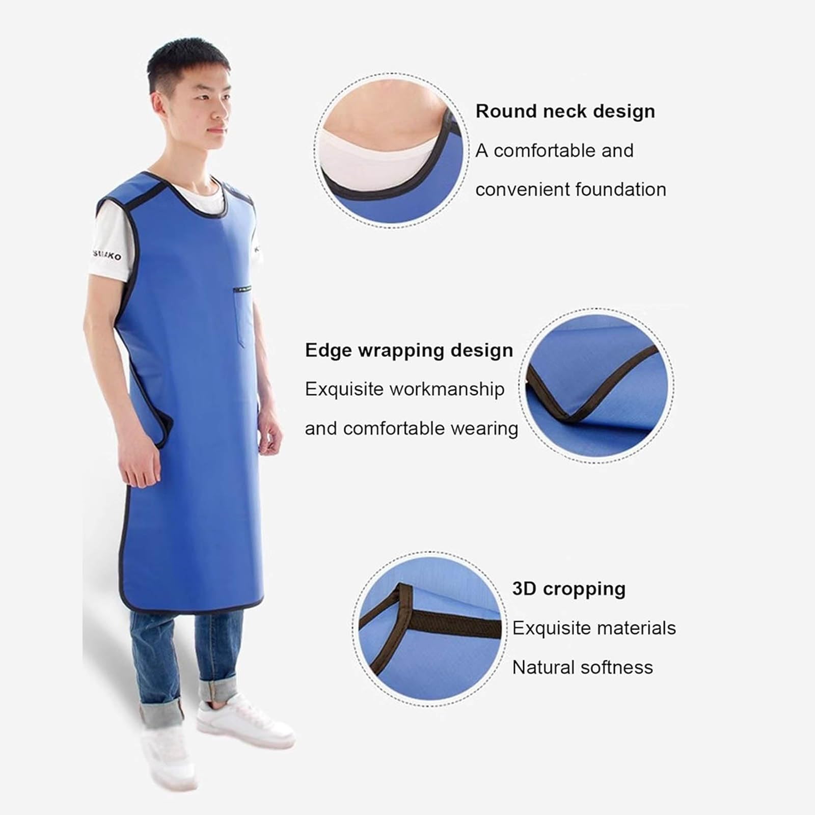 Delantal de plomo con protección equivalente a plomo de 0,35/0,5 mm, escudo de rayos X para uso dental y médico, diseño ligero para entornos sanitarios